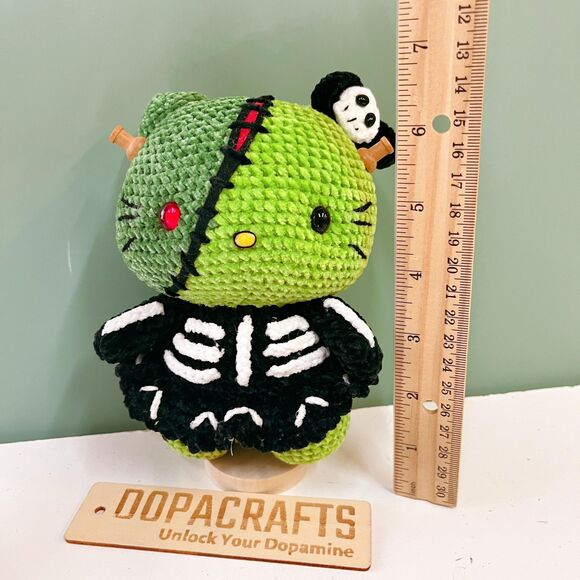 HelloKitty Crochet Doll in Zombie Costume | Glow-in-the-Dark Handmade plush - Picture 5 of 11